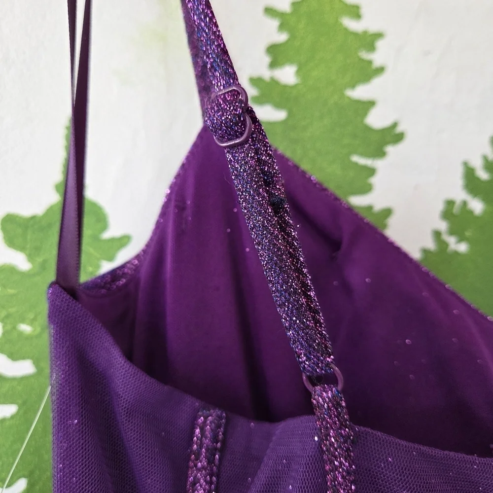 Elegant A-line Purple Glitter Dress